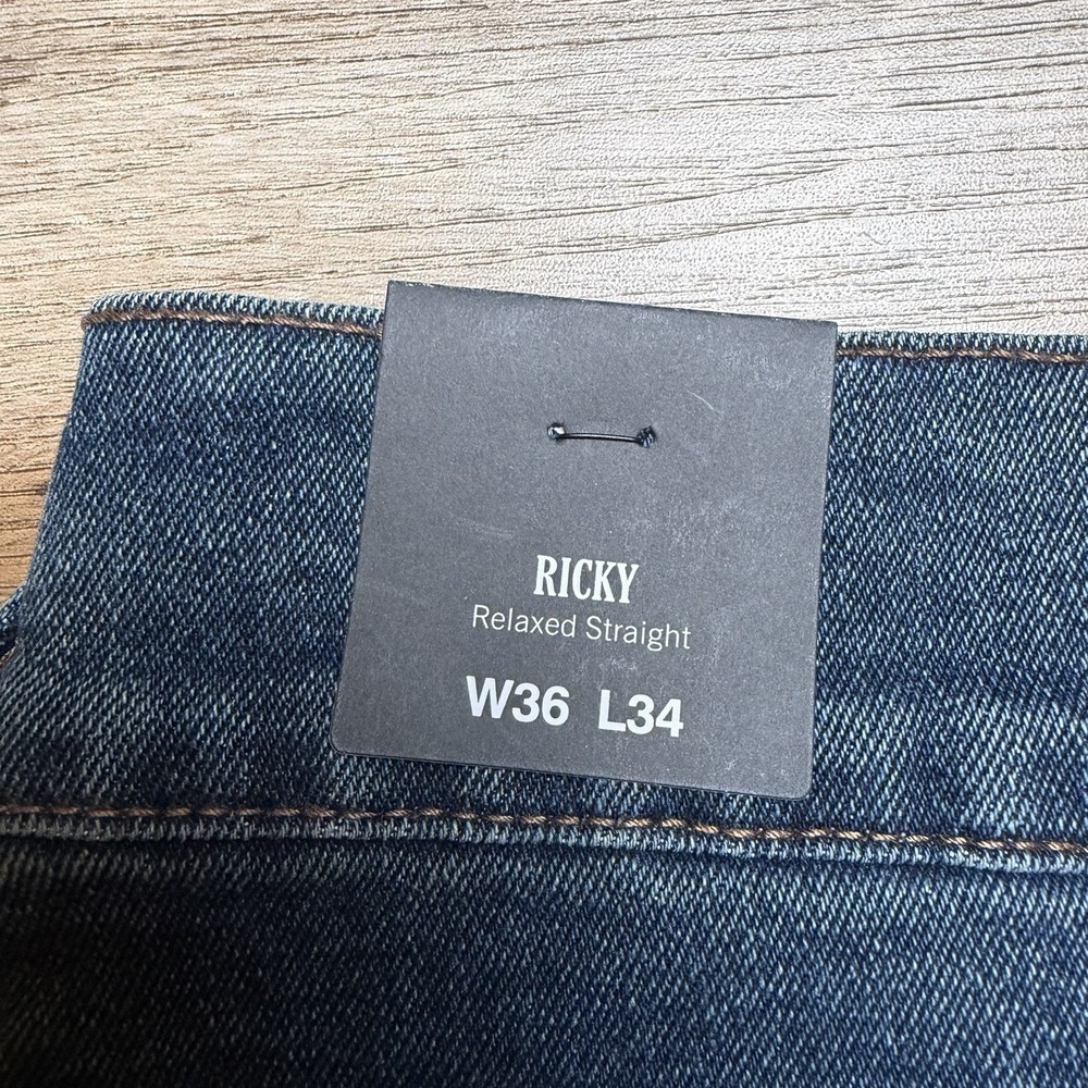 True Religion Jeans Men 36x34 Ricky Relaxed Straight Stretch Flap T Pockets NEW - Picture 8 of 13